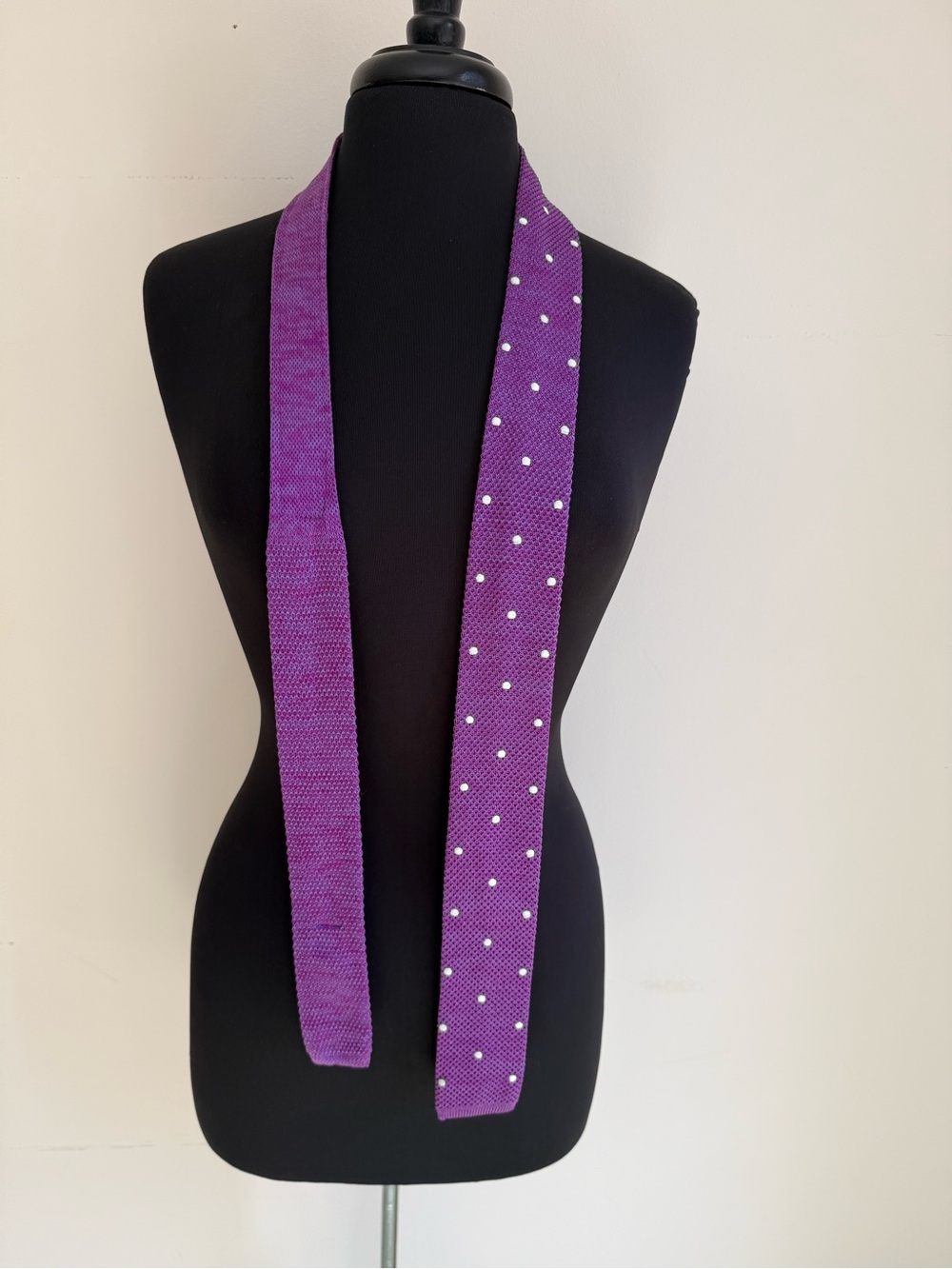 Tommy Hilfiger Purple Knit Polka Dot Tie